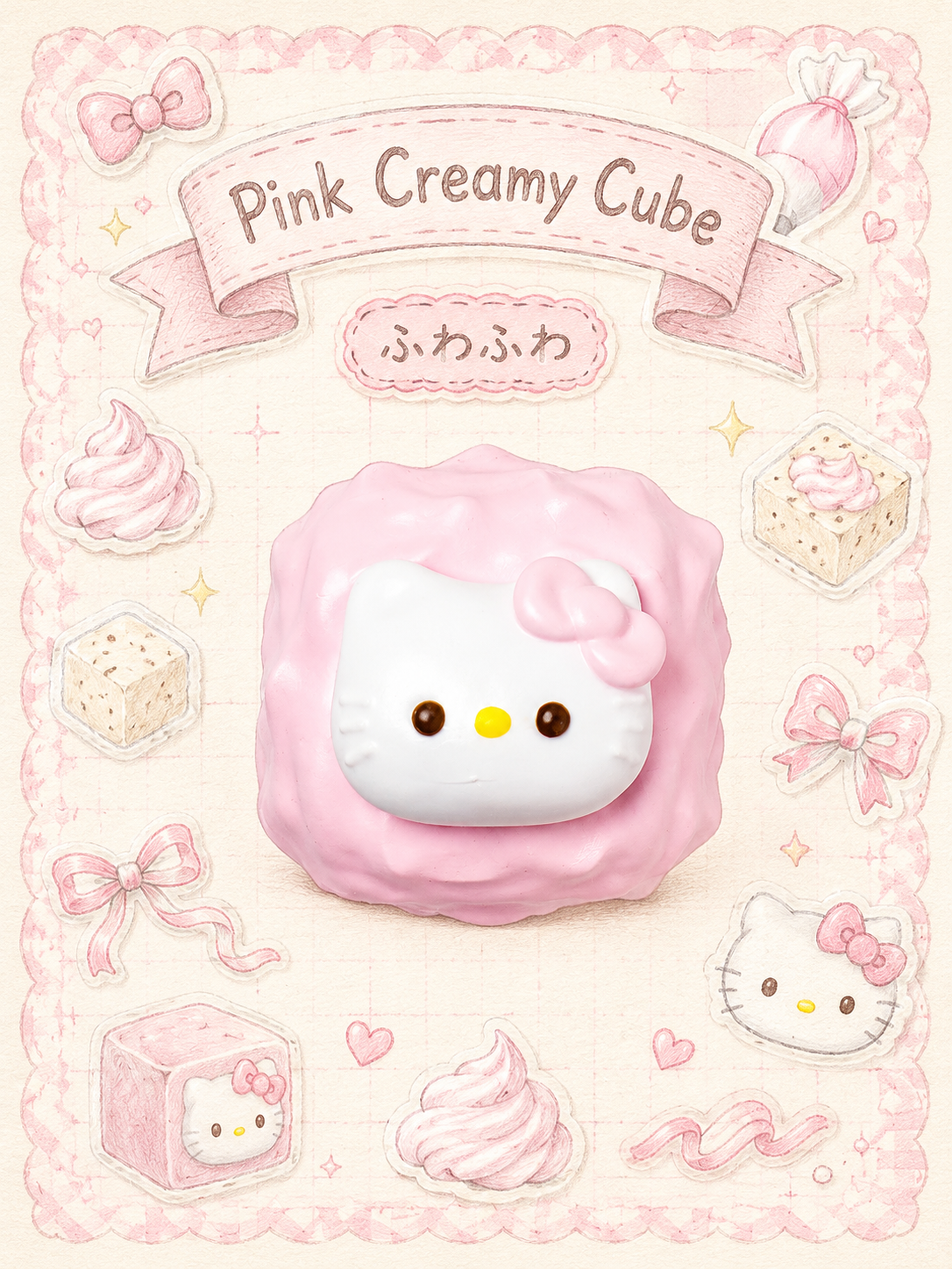Hello Kitty Taba Squishy - Pink Creamy Cube Главное изображение товара