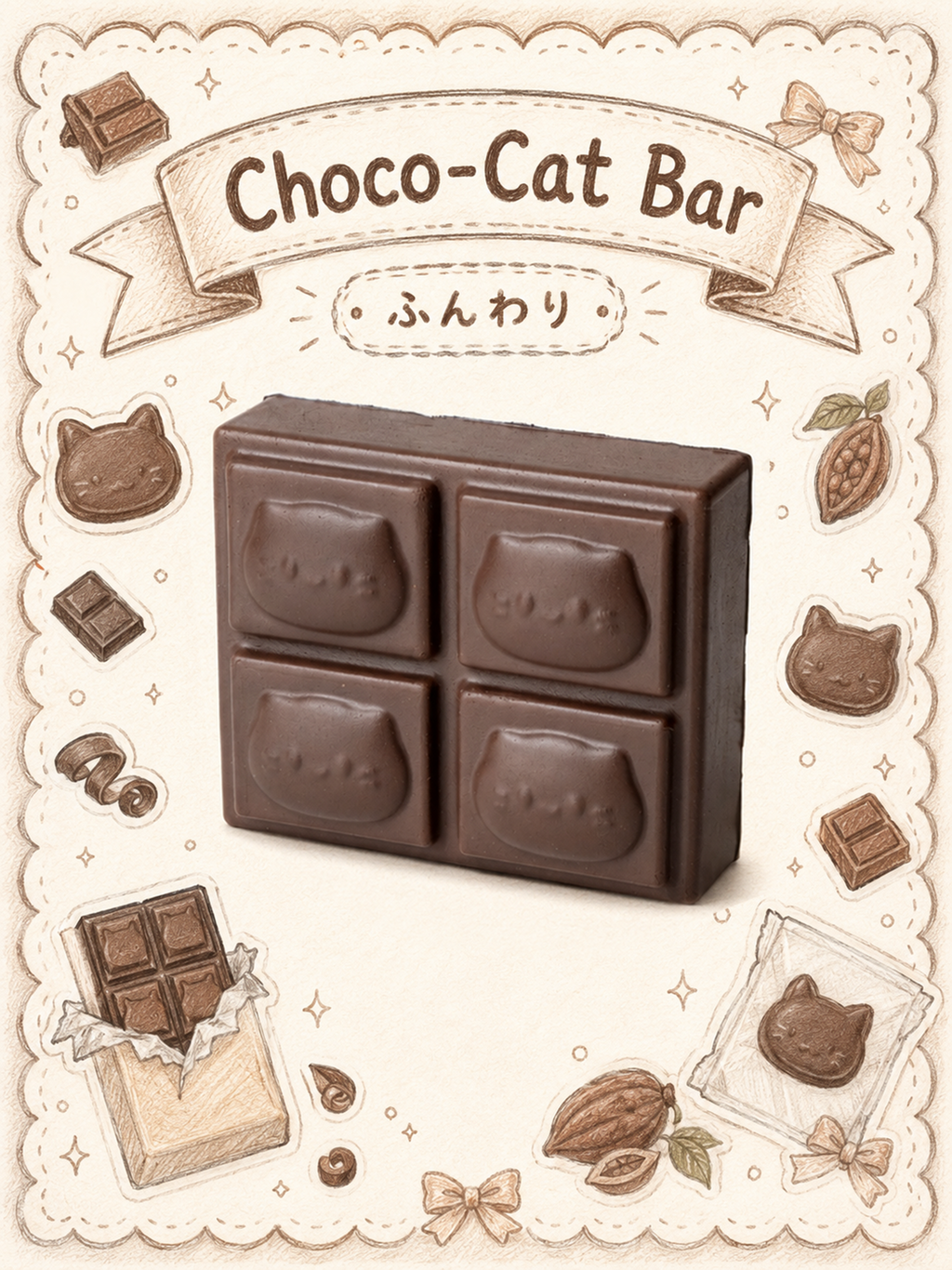 Kawaii Choco-Cat Slowrising Squishy Chocolate Bar