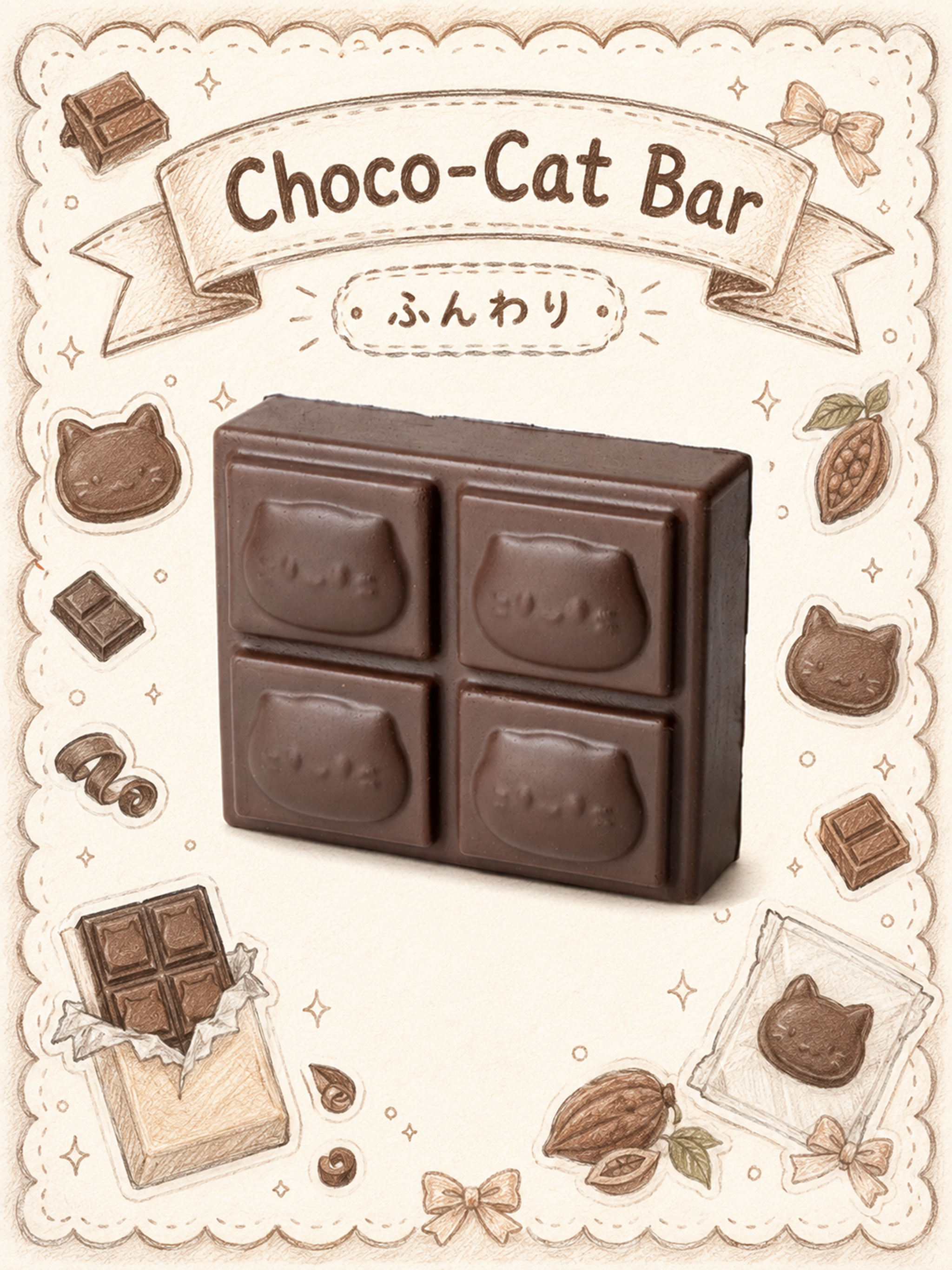 Kawaii Choco-Cat Slowrising Squishy Chocolate Bar