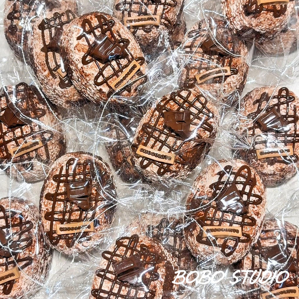 Chocolate Lava Drizzle Bread Taba Squishy | Realistic Food Stress Relief Toy