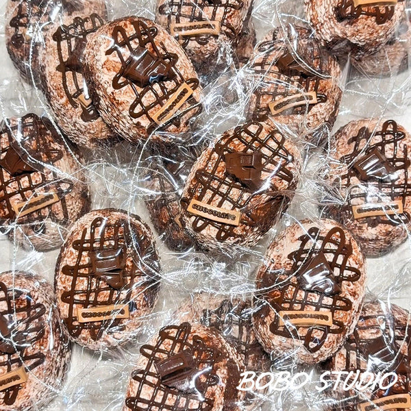 Chocolate Lava Drizzle Bread Taba Squishy | Realistic Food Stress Relief Toy Secondary image