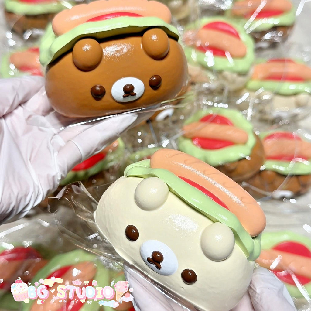 Adorable Hot Dog Bear Taba Squishy - Kawaii Stress Relief Fidget Toy