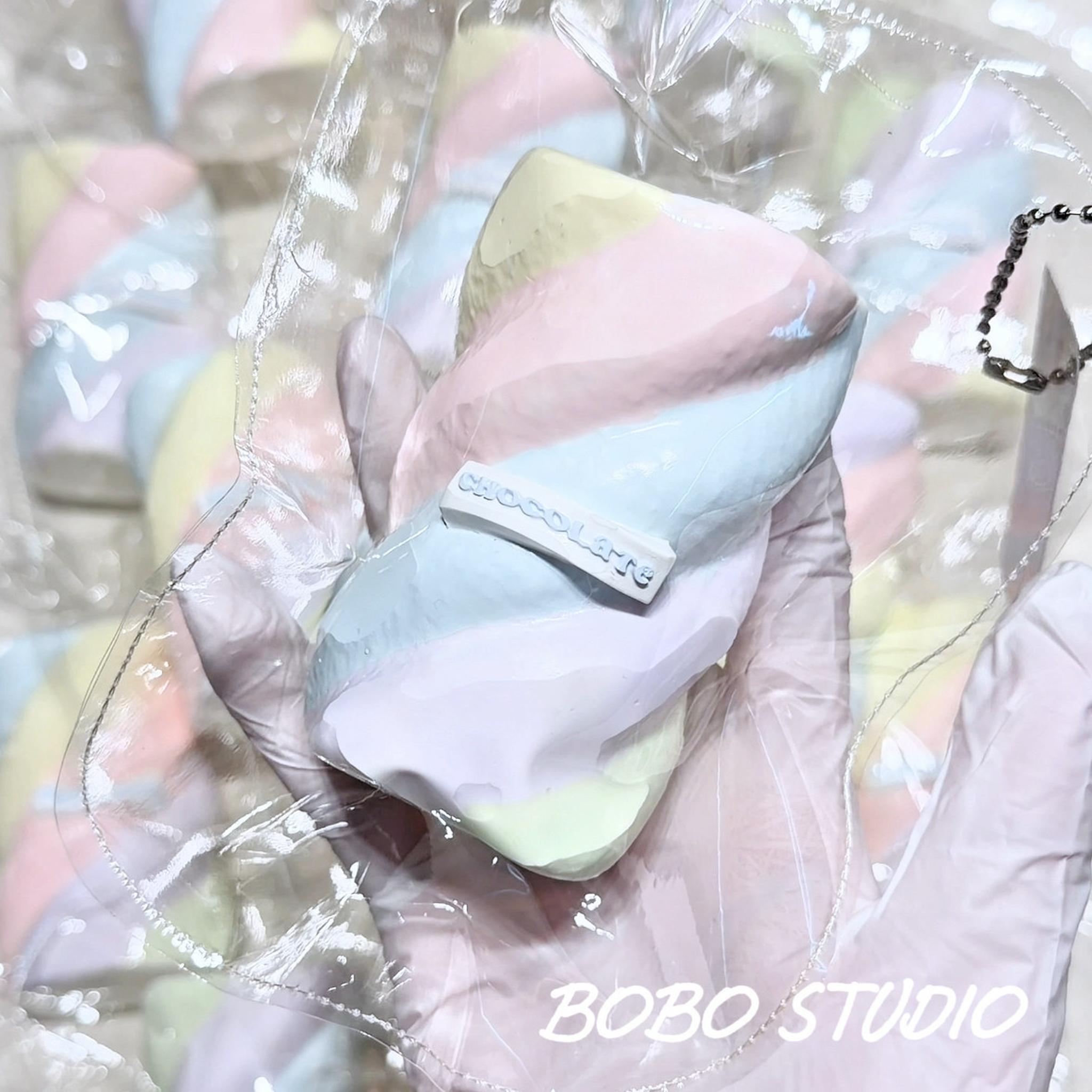 Pastel Rainbow Swirl Marshmallow Taba Squishy Keychain Главное изображение товара