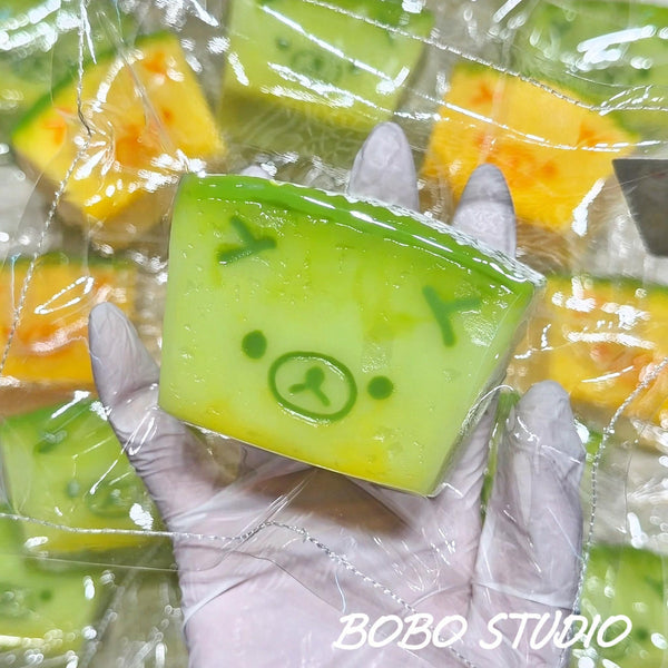 Kawaii Melon Wedge Bear Taba Squishy - Stress Relief Fidget Toy Secondary image