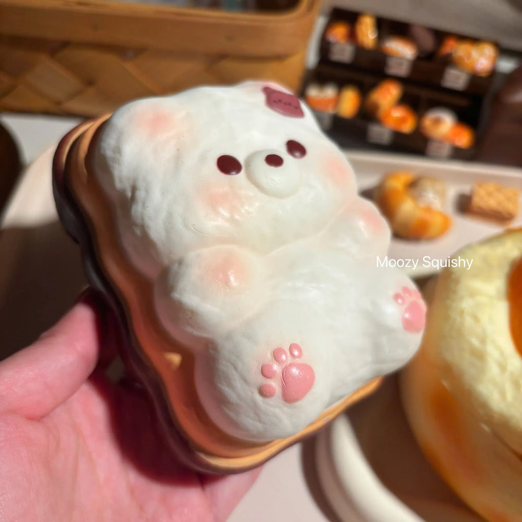 Moozy Adorable Bear Cream Biscuit Slowrising Squishy Toy