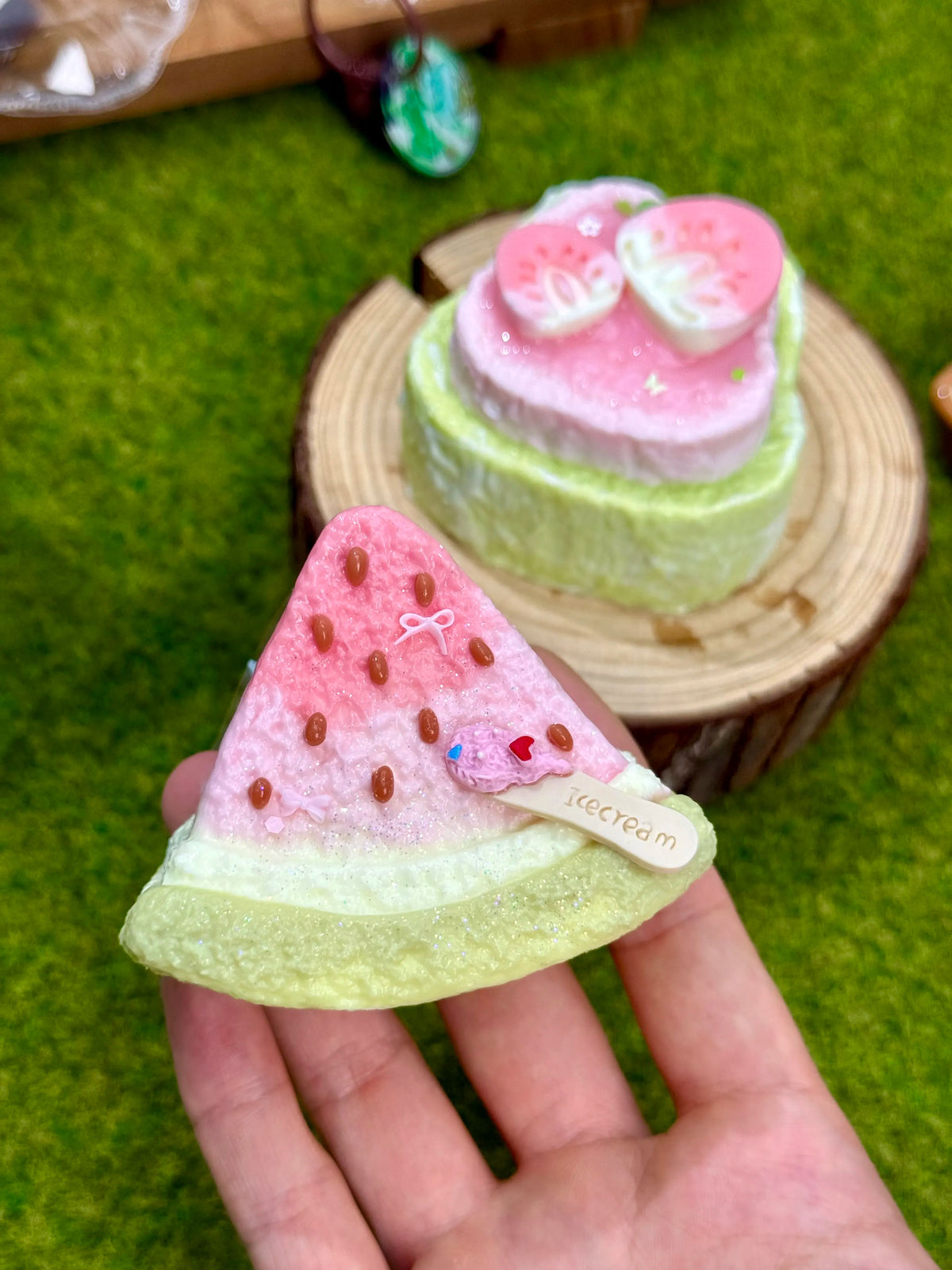 Watermelon Sorbet Slice Taba Squishy Keychain
