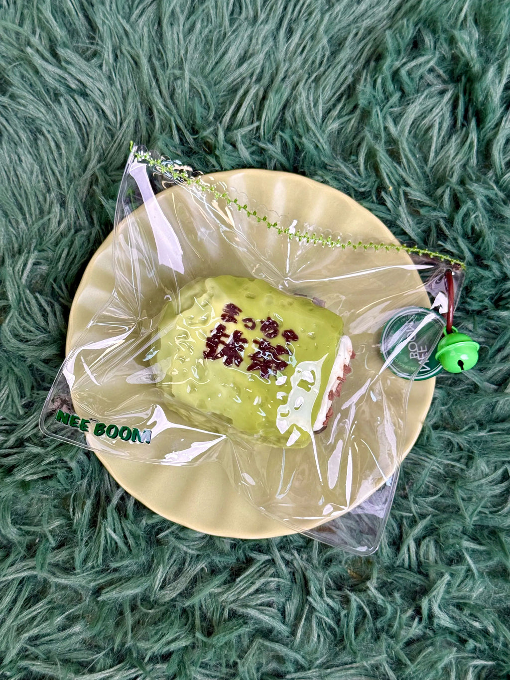 Realistic Matcha Green Tea Cake Slice Taba Squishy