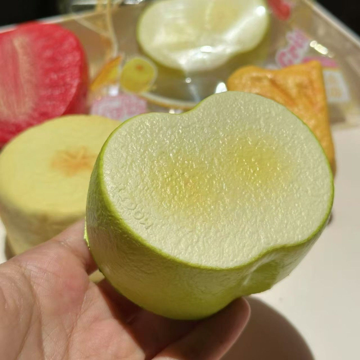 Moozy Realistic Fresh-Cut Green Apple Slowrising Squishy Toy