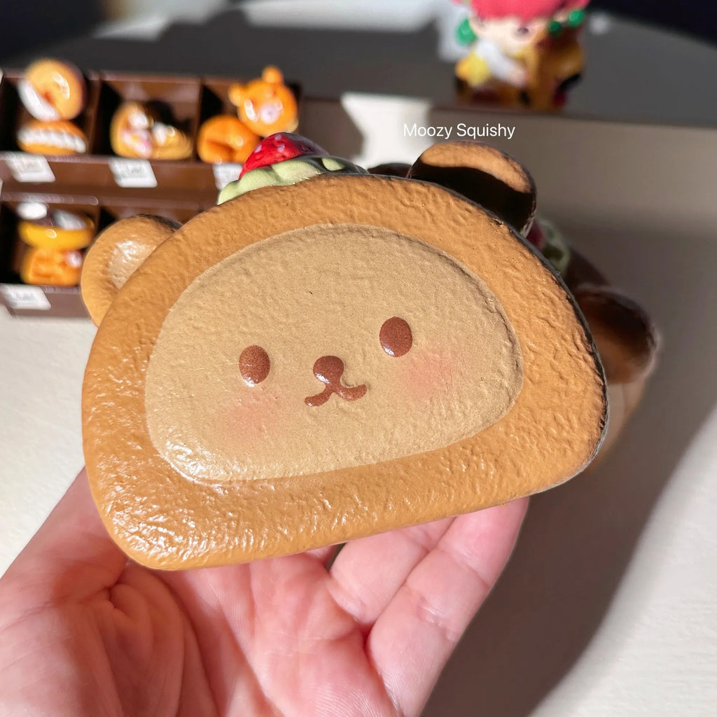 Moozy Strawberry Bear Cake Roll Slowrising Squishy