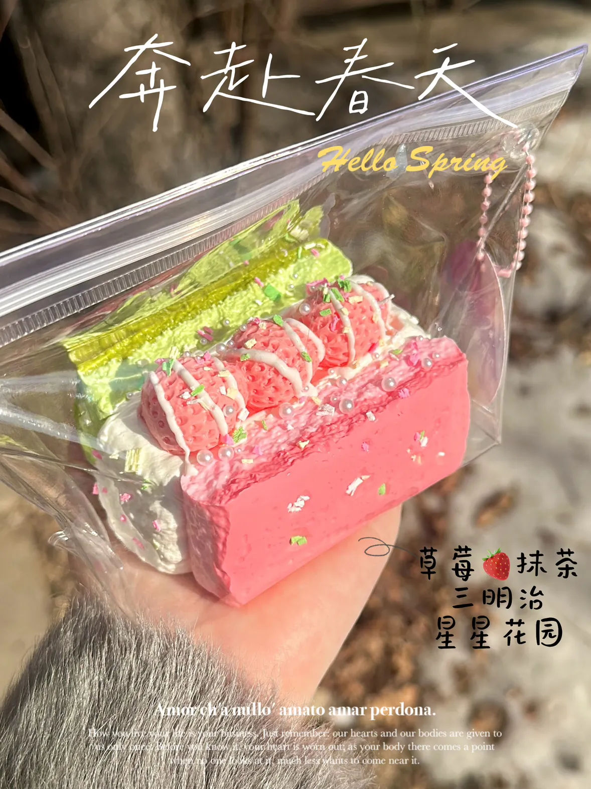 Starry Garden Strawberry Matcha Cream Cake Taba Squishy
