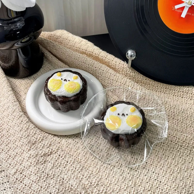 Cute Hamster Chocolate Tart Taba Squishy | Dessert Fidget Toy