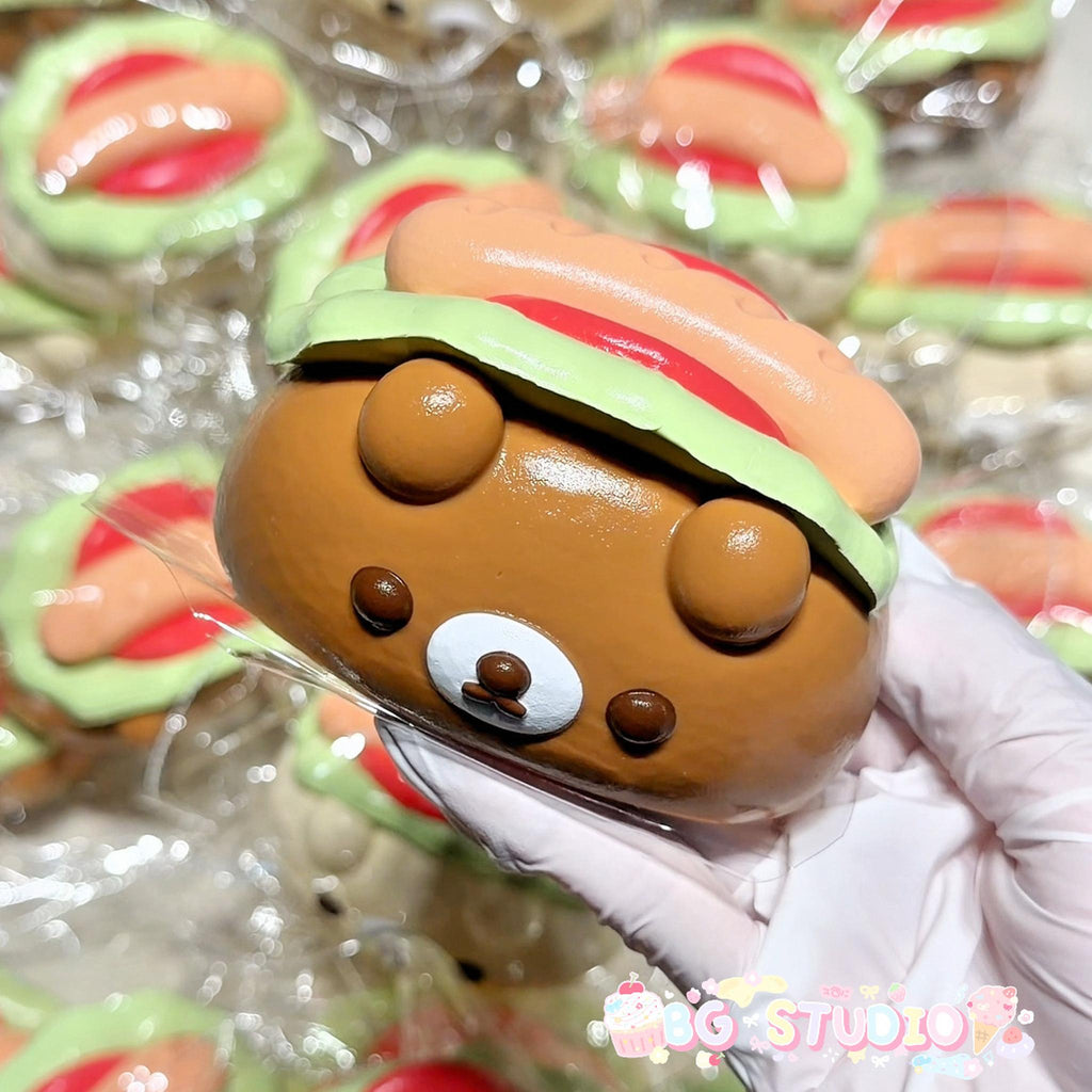 Adorable Hot Dog Bear Taba Squishy - Kawaii Stress Relief Fidget Toy