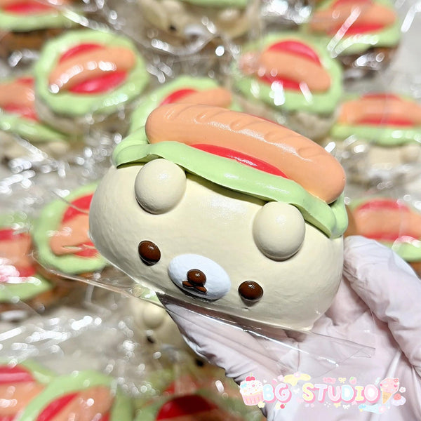 Adorable Hot Dog Bear Taba Squishy - Kawaii Stress Relief Fidget Toy Secondary image