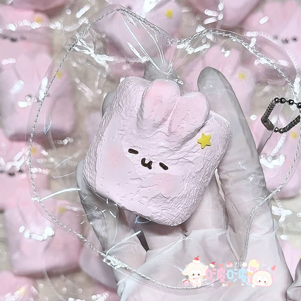 Kawaii Pink Marshmallow Bunny Taba Squishy | Stress Relief Fidget Toy