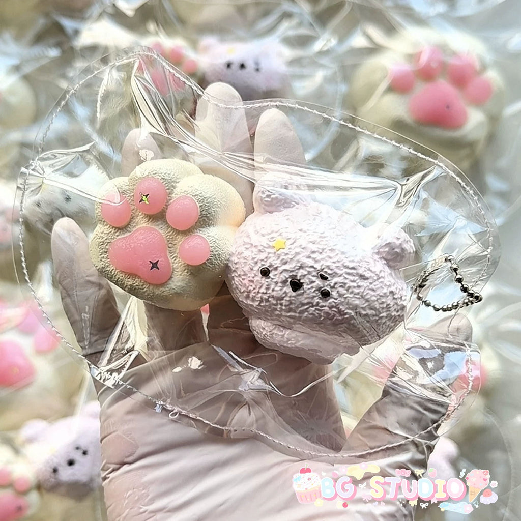 Adorable Bunny and Kitty Paw Duo Taba Squishy Charm