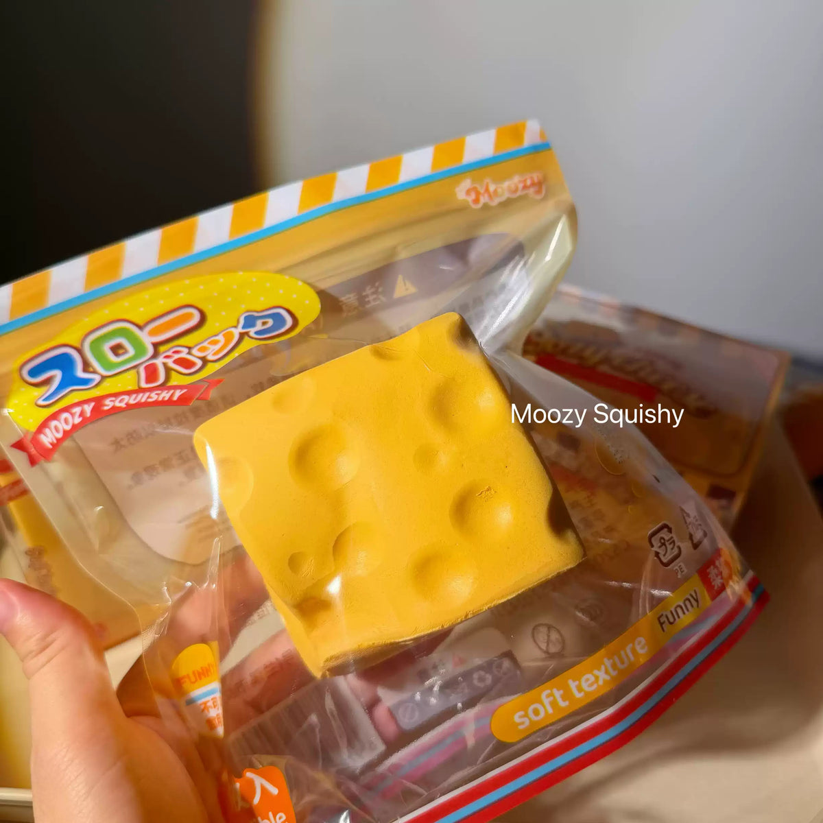 Moozy Buttery Swiss Cheese Cube Slowrising Squishy