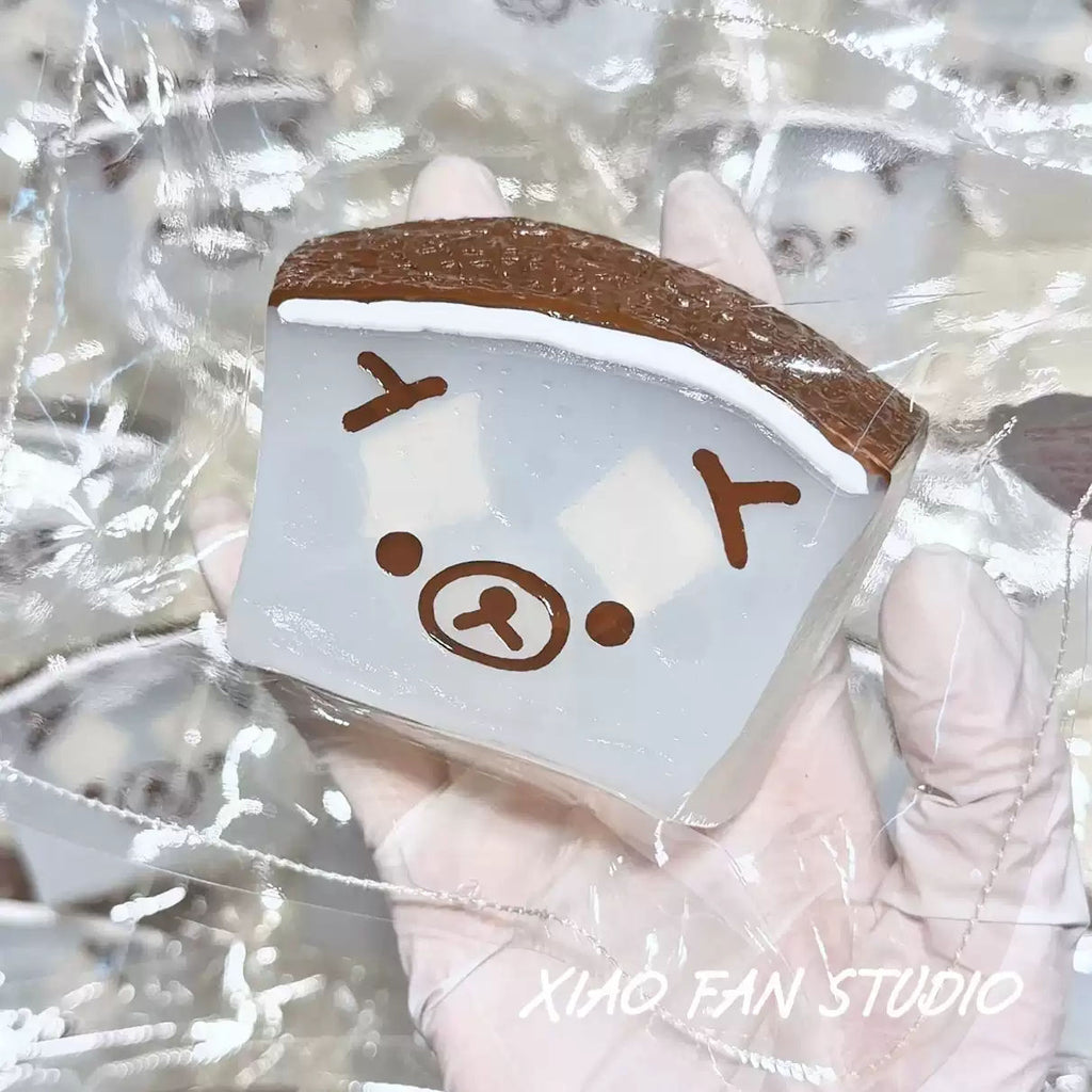 Sleepy Bear Coconut Pudding Block Taba Squishy Stress Relief Toy