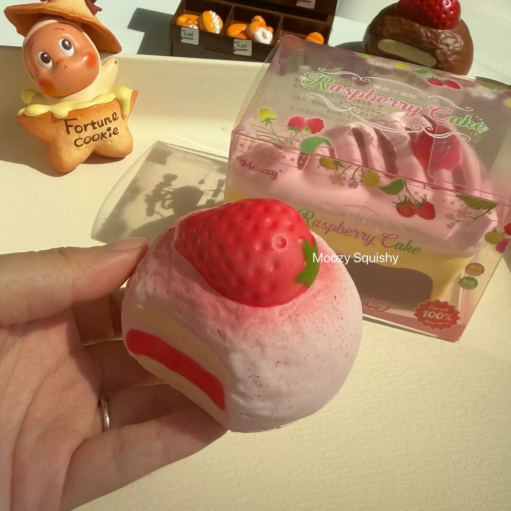 Moozy Delightful Strawberry Cream Roll Slowrising Squishy