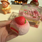Moozy Delightful Strawberry Cream Roll Slowrising Squishy