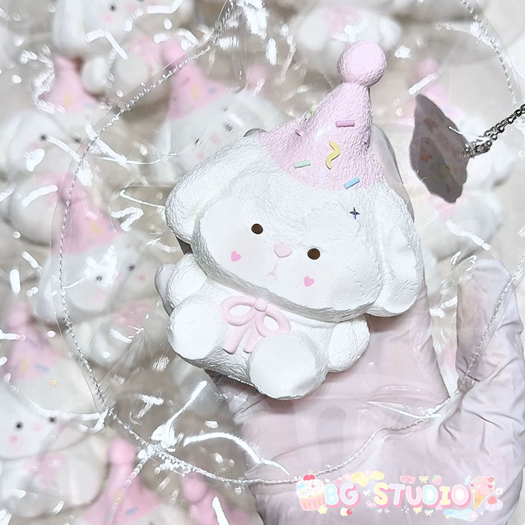 Adorable Party Hat Bunny Taba Squishy Stress Relief Toy