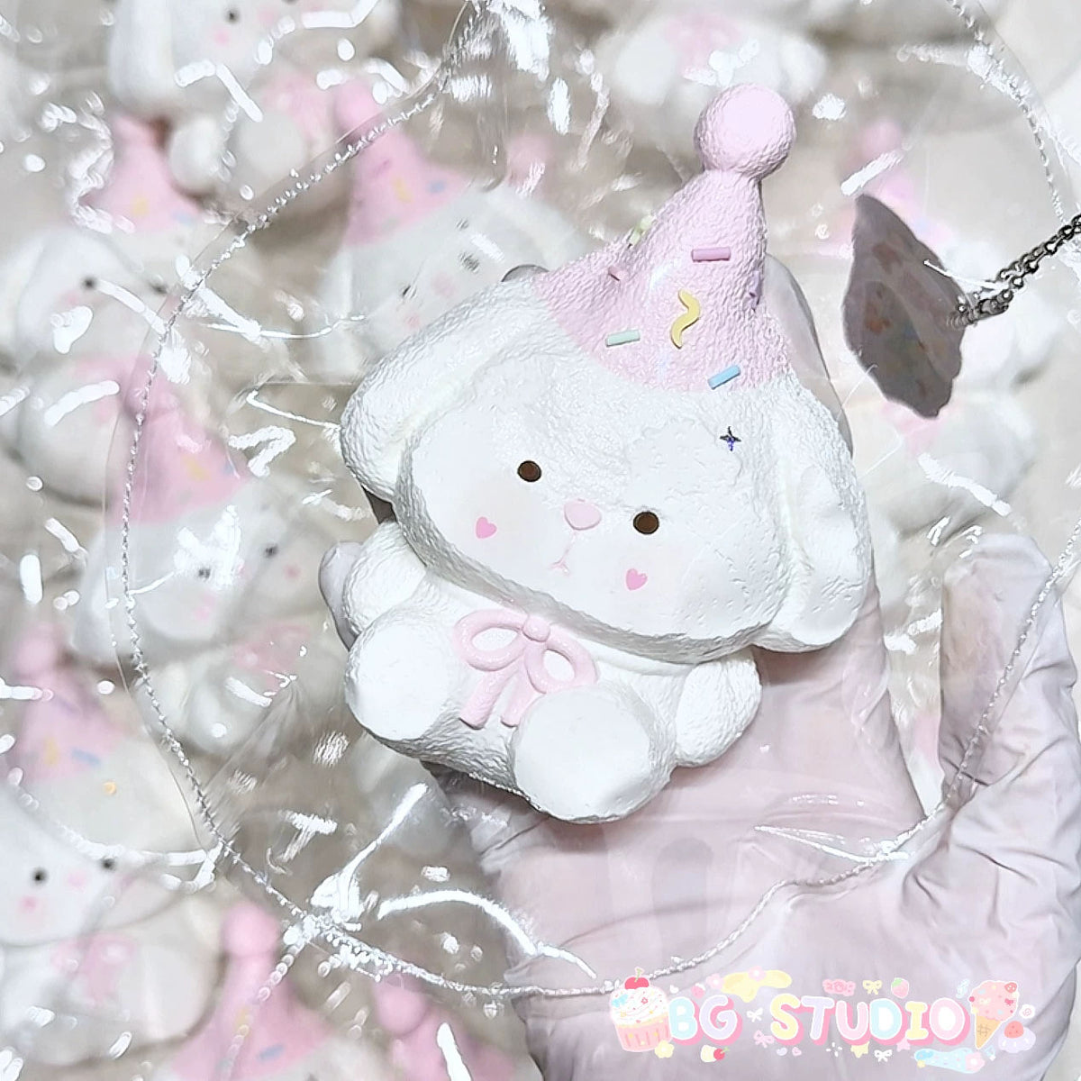 Adorable Party Hat Bunny Taba Squishy Stress Relief Toy