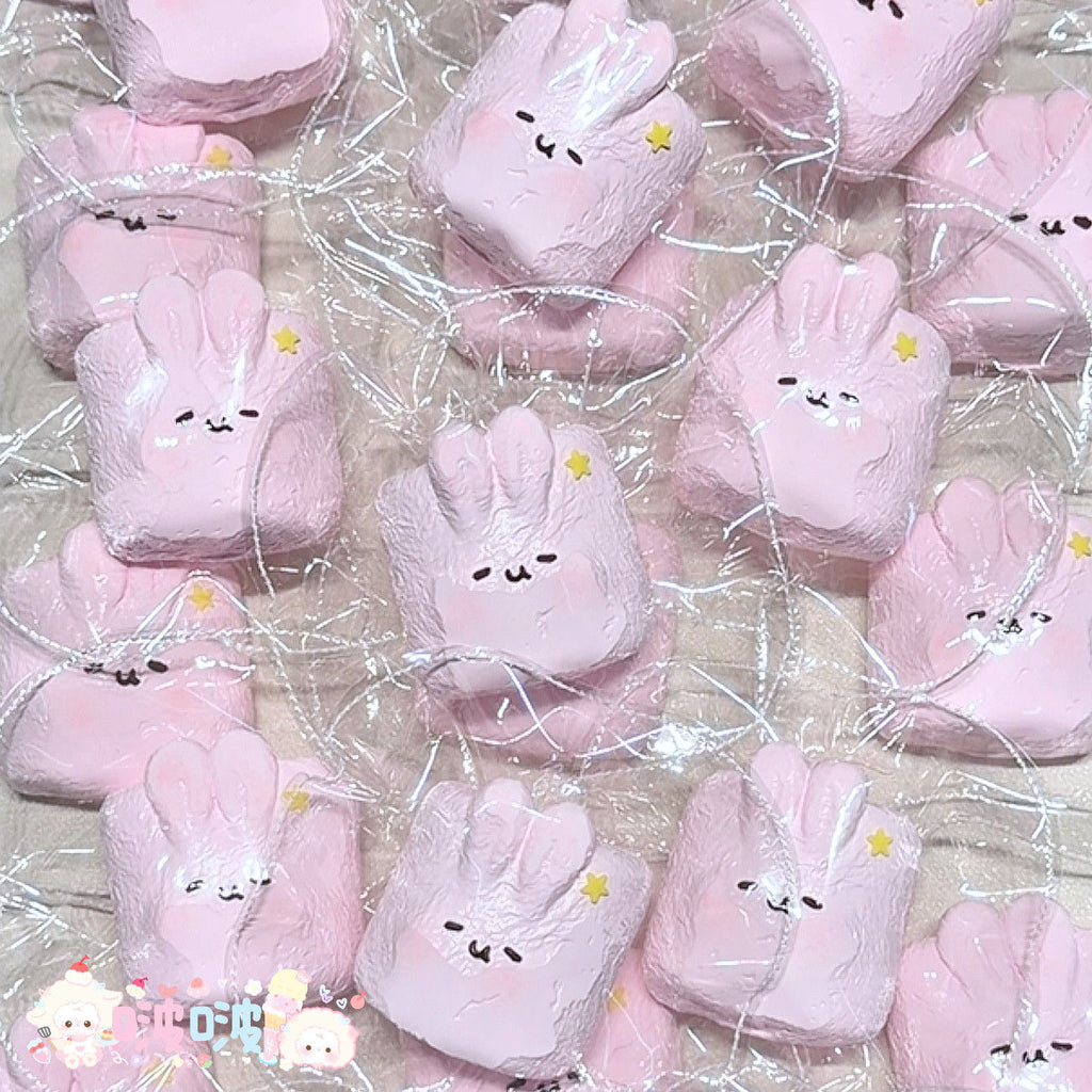 Kawaii Pink Marshmallow Bunny Taba Squishy | Stress Relief Fidget Toy