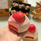 Moozy Delightful Strawberry Cream Roll Slowrising Squishy