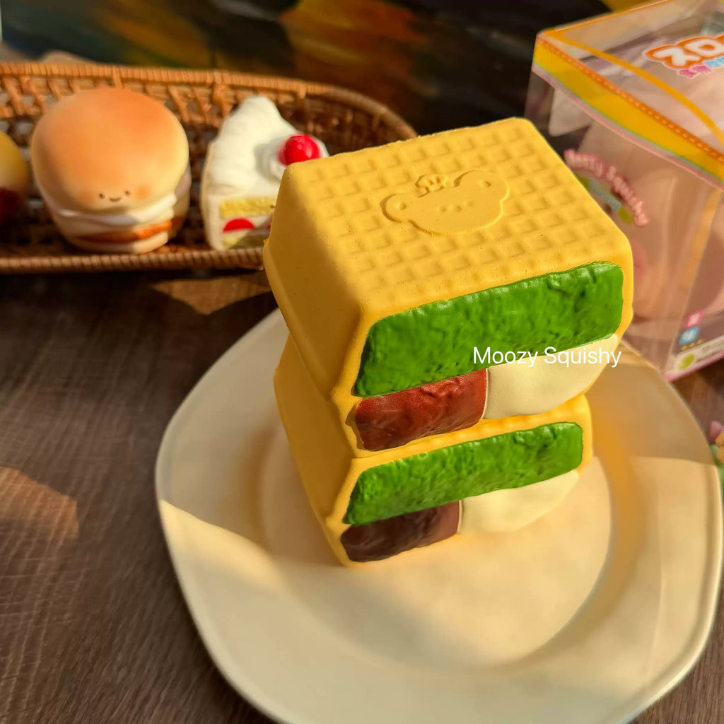 Moozy Slowrising Heavenly Matcha & Red Bean Waffle Sandwich