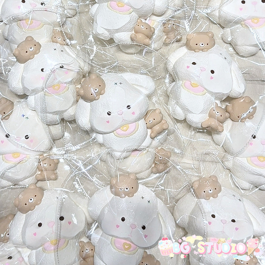 Adorable Bib Bunny with Bear Friends Taba Squishy Stress Relief Toy