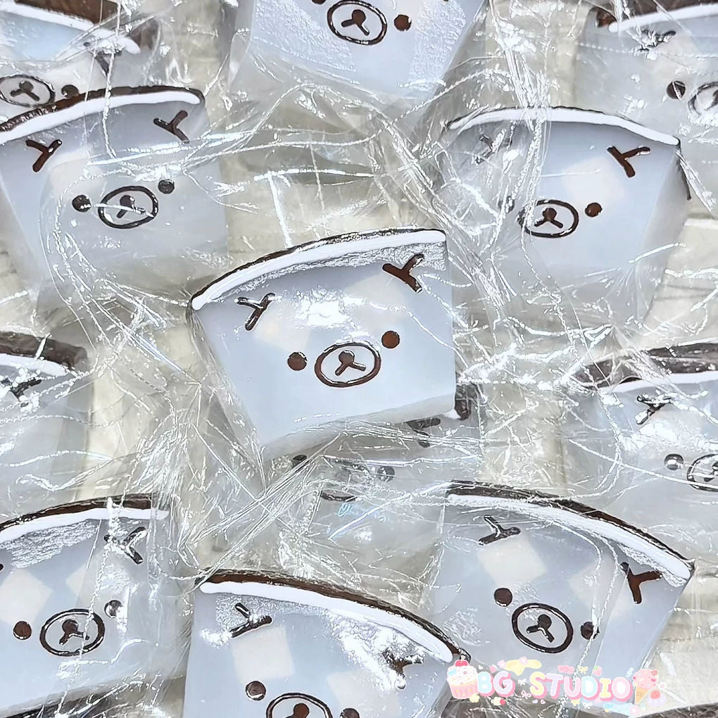 Sleepy Bear Coconut Pudding Block Taba Squishy Stress Relief Toy