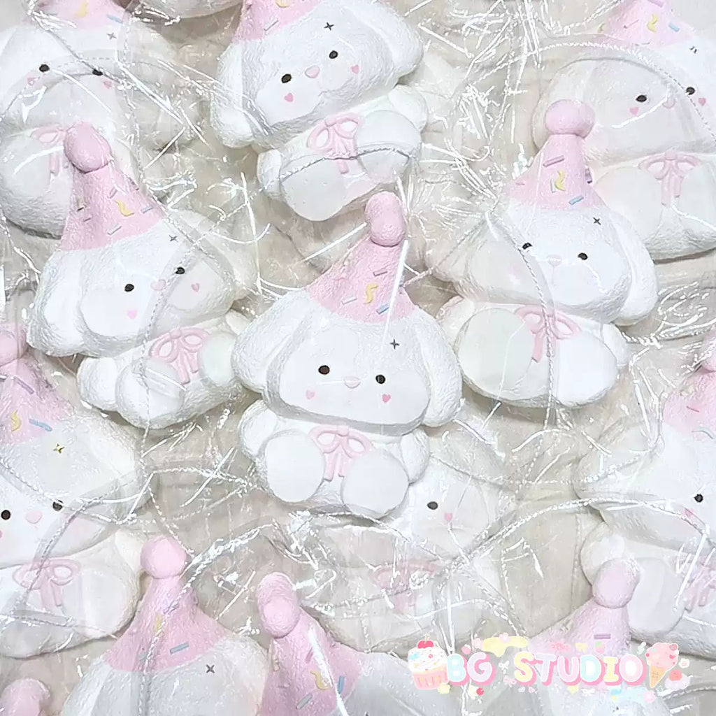 Adorable Party Hat Bunny Taba Squishy Stress Relief Toy