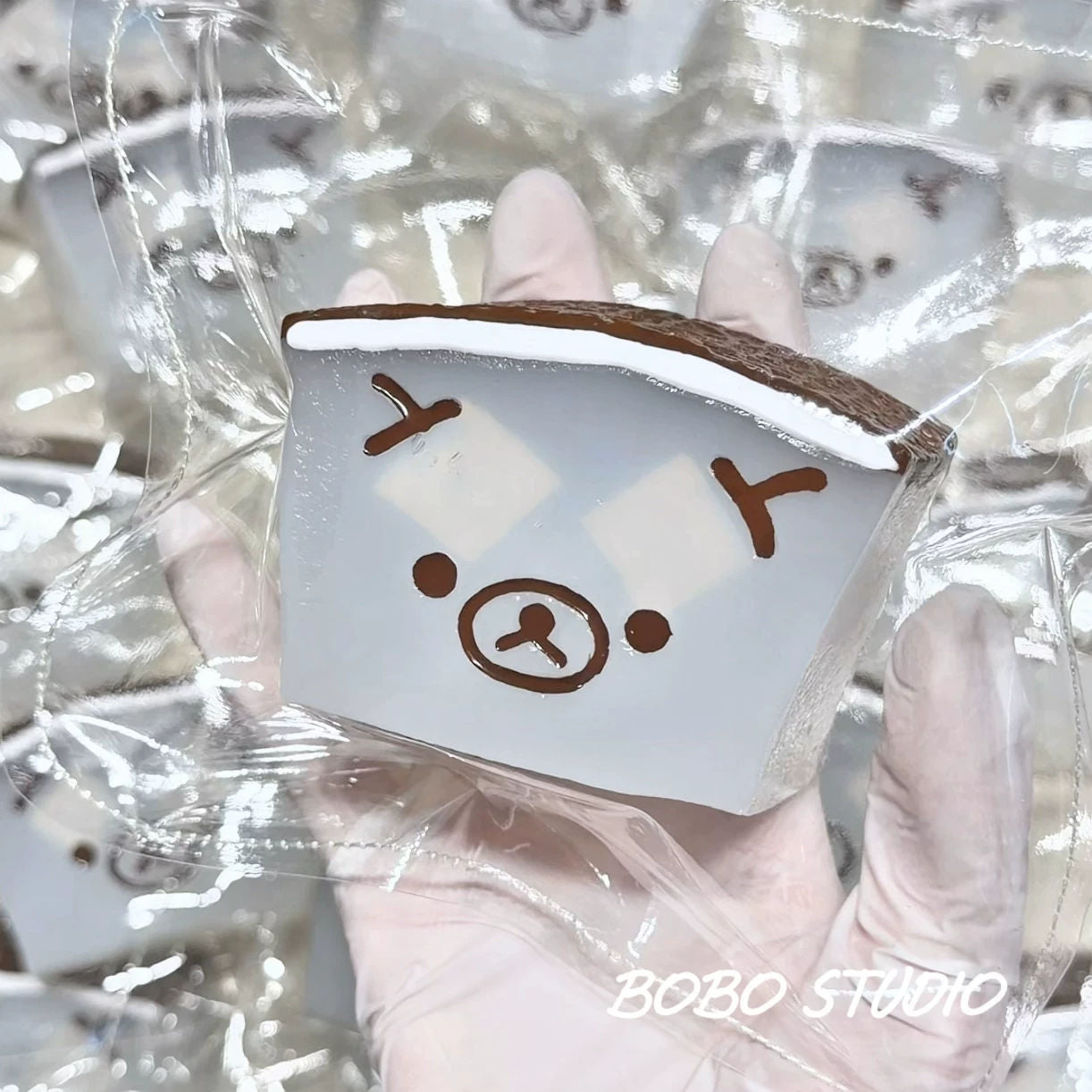 Sleepy Bear Coconut Pudding Block Taba Squishy Stress Relief Toy