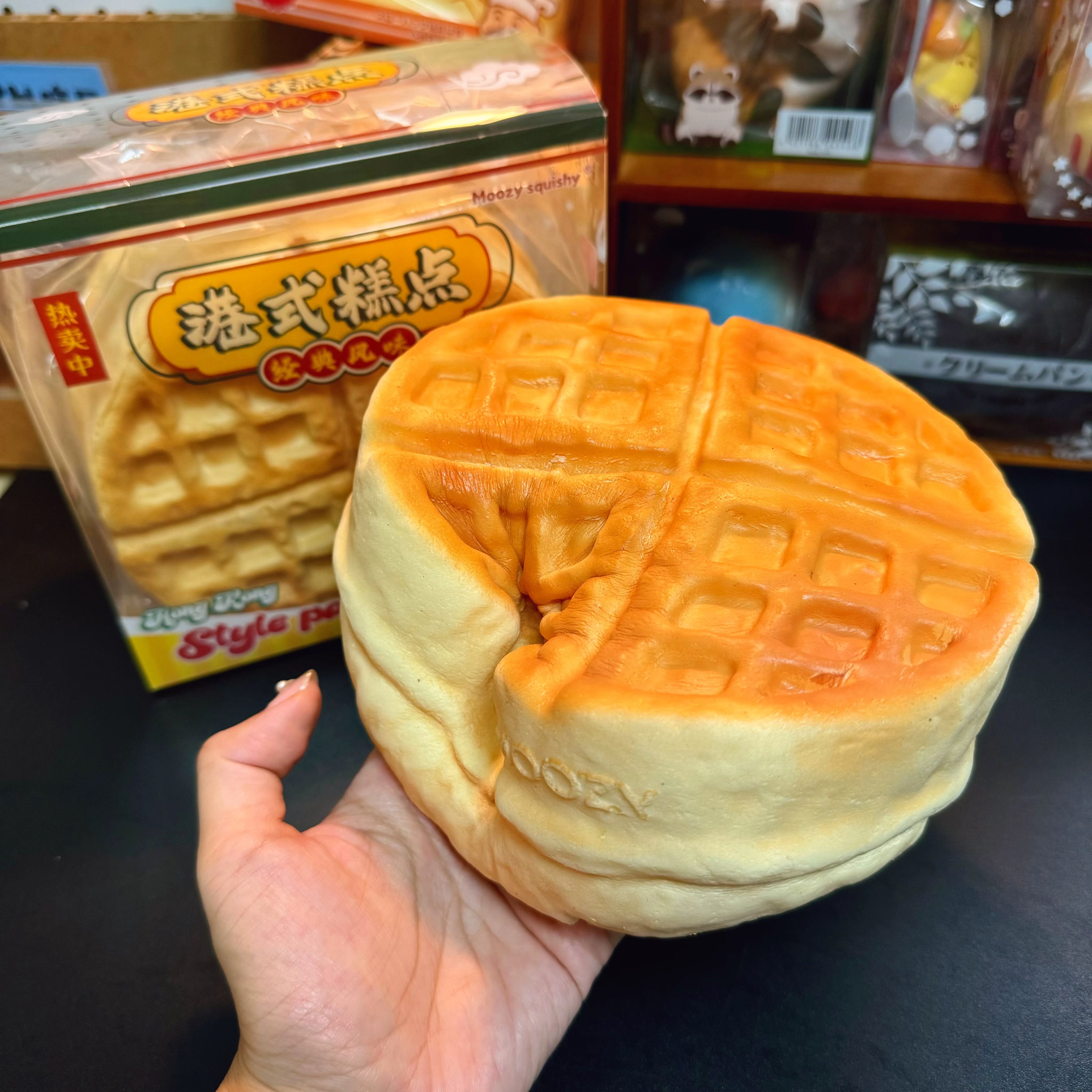 Moozy Jumbo Golden Slowrising Waffle Cake Squishy