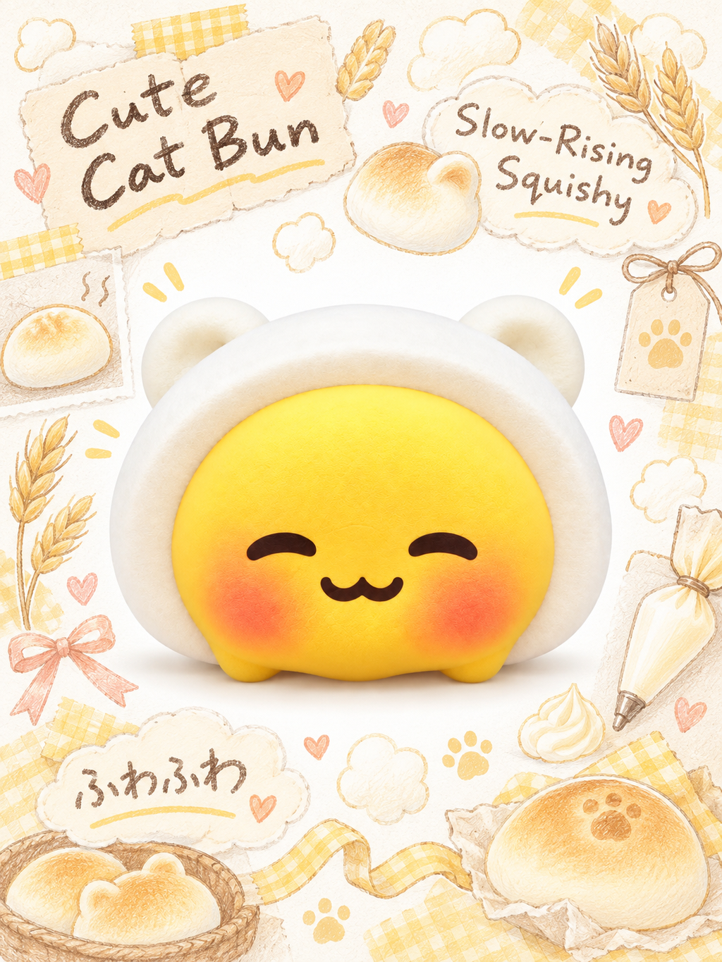 CS Adorable Kitty Custard Bun Slowrising Squishy Toy