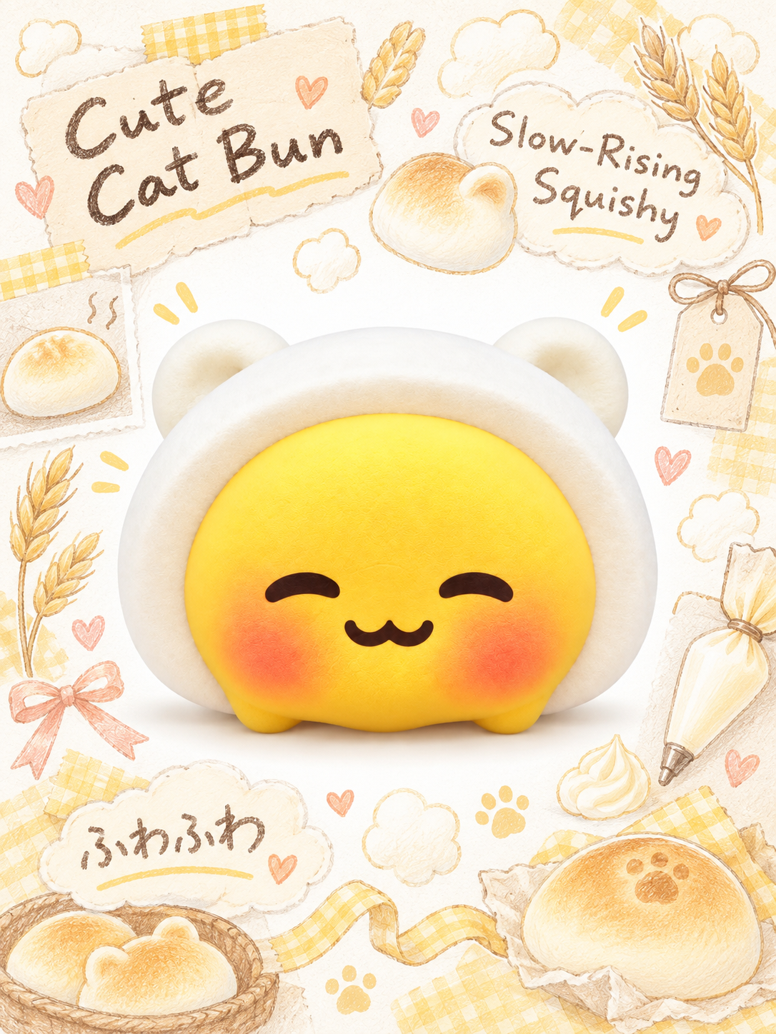 CS Adorable Kitty Custard Bun Slowrising Squishy Toy