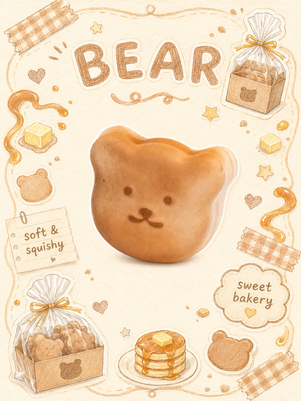 Adorable Bakery Bear Cookie Slowrising Squishy Toy