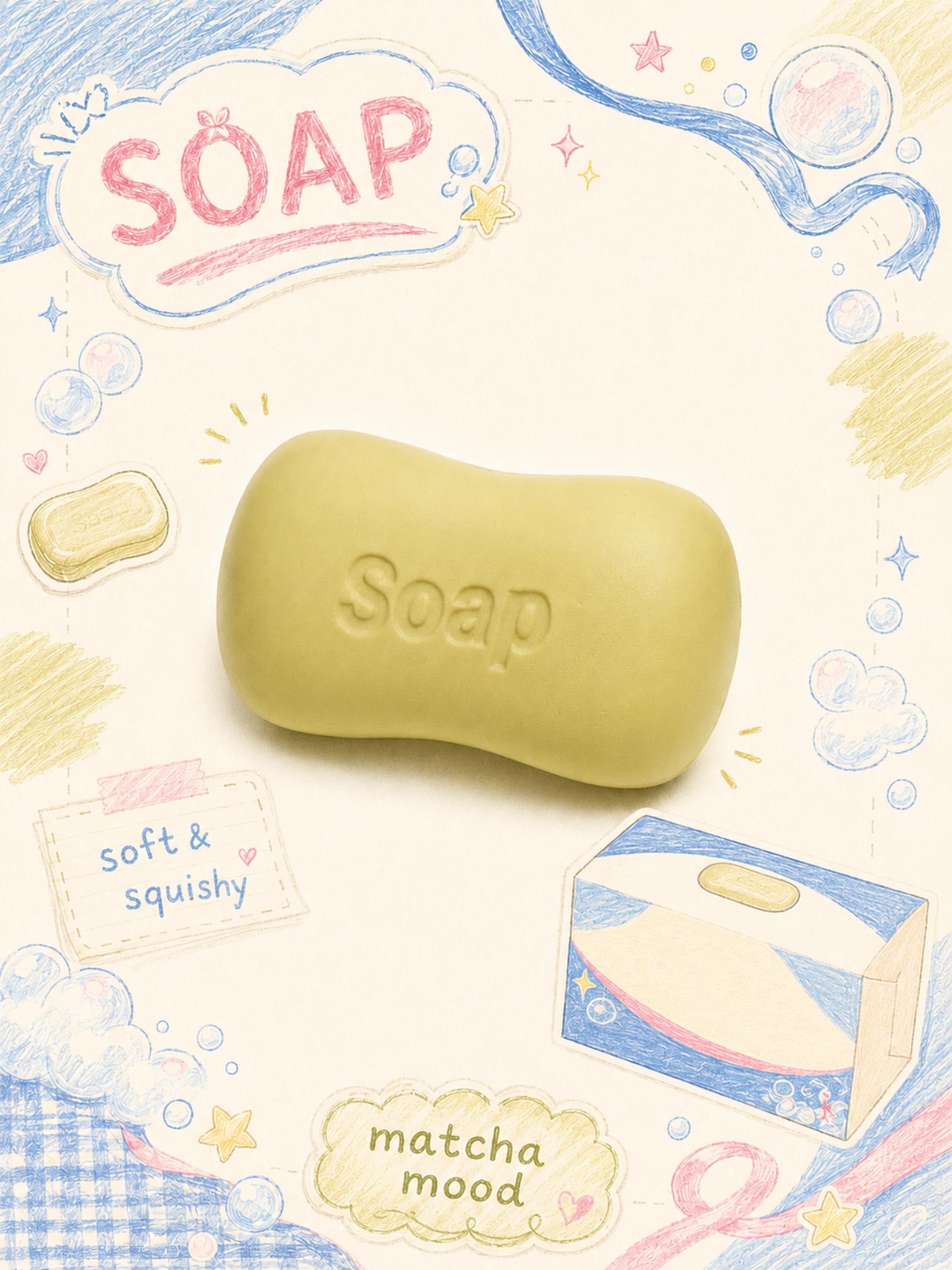 Soothing Matcha Soap Bar Slowrising Squishy Toy