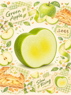 Moozy Realistic Fresh-Cut Green Apple Slowrising Squishy Toy