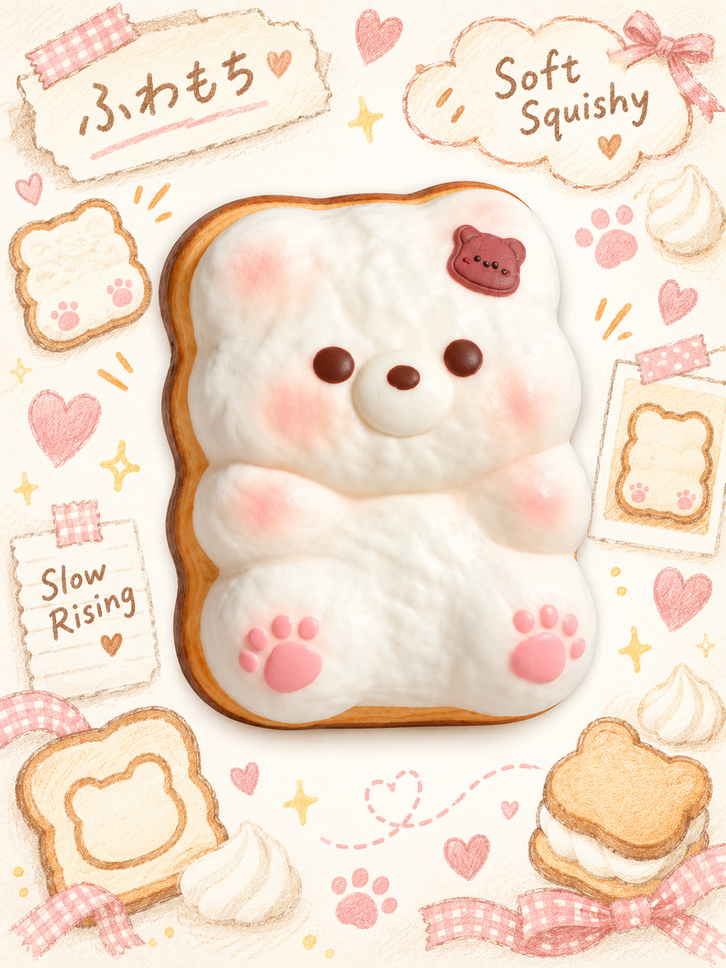 Moozy Adorable Bear Cream Biscuit Slowrising Squishy Toy