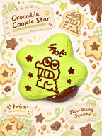 Goofy Crocodile Star Cookie Taba Squishy - Matcha Green Stress Relief Toy