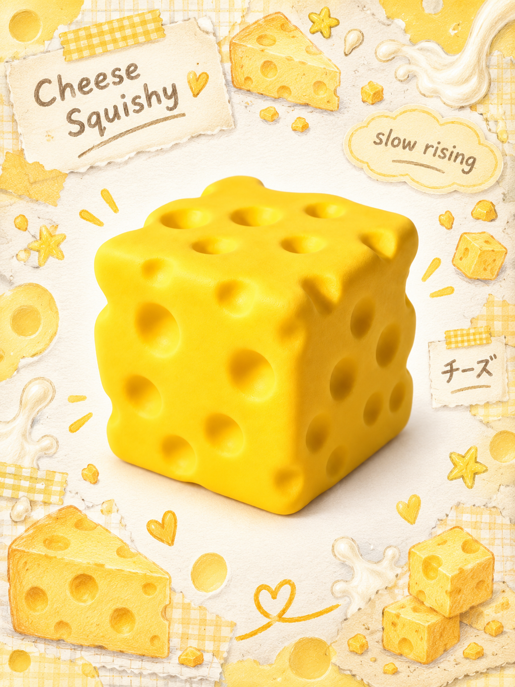 Moozy Buttery Swiss Cheese Cube Slowrising Squishy
