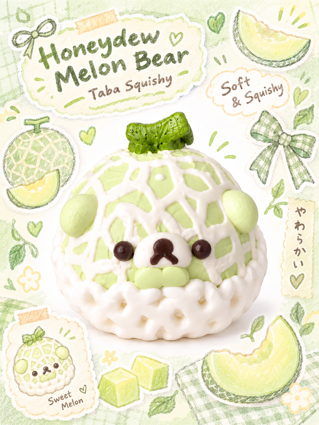 Adorable Melon Bear Silicone Taba Squishy Charm
