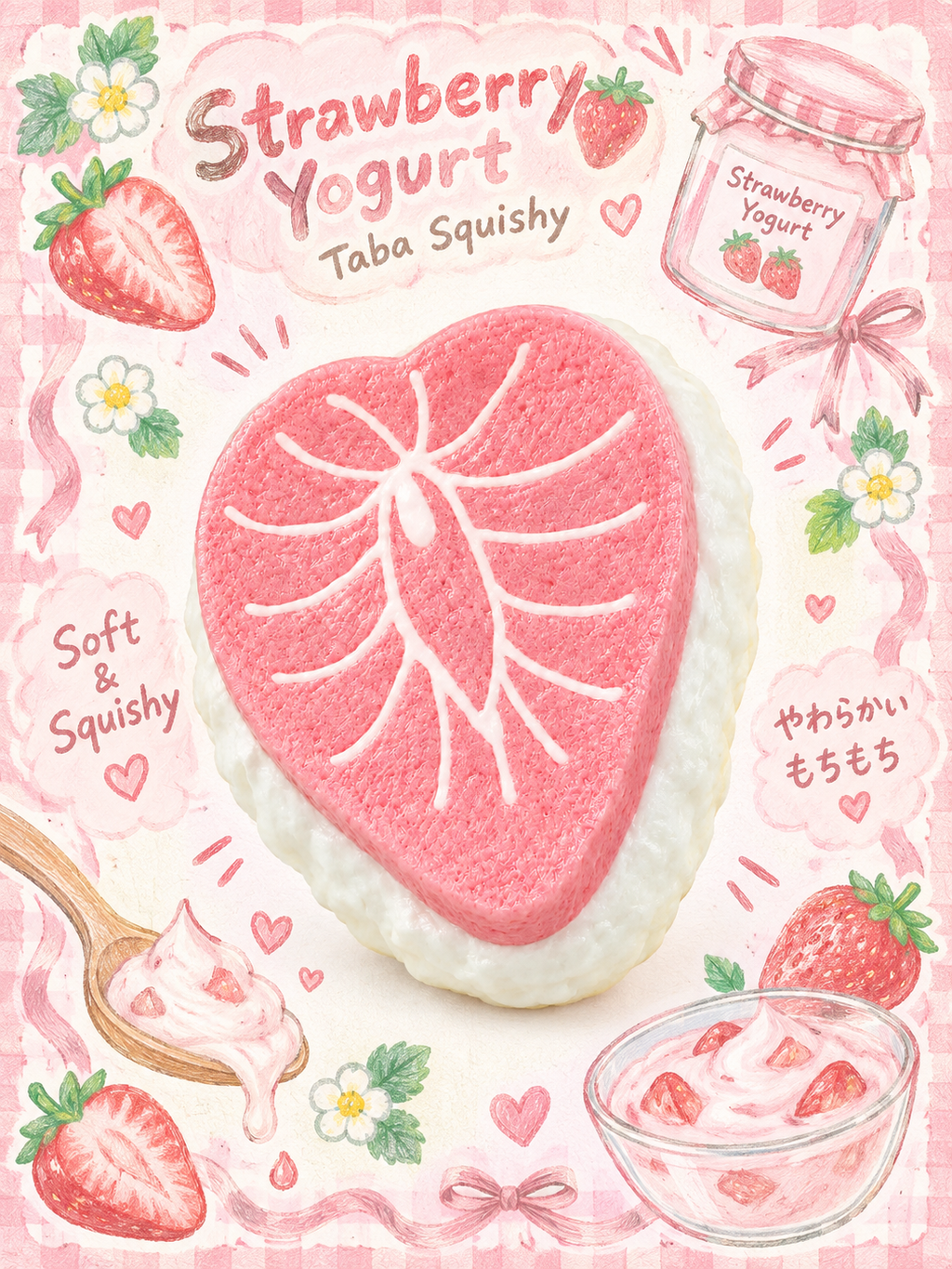 Leaf-Topped Strawberry Yogurt Sandwich Taba Squishy