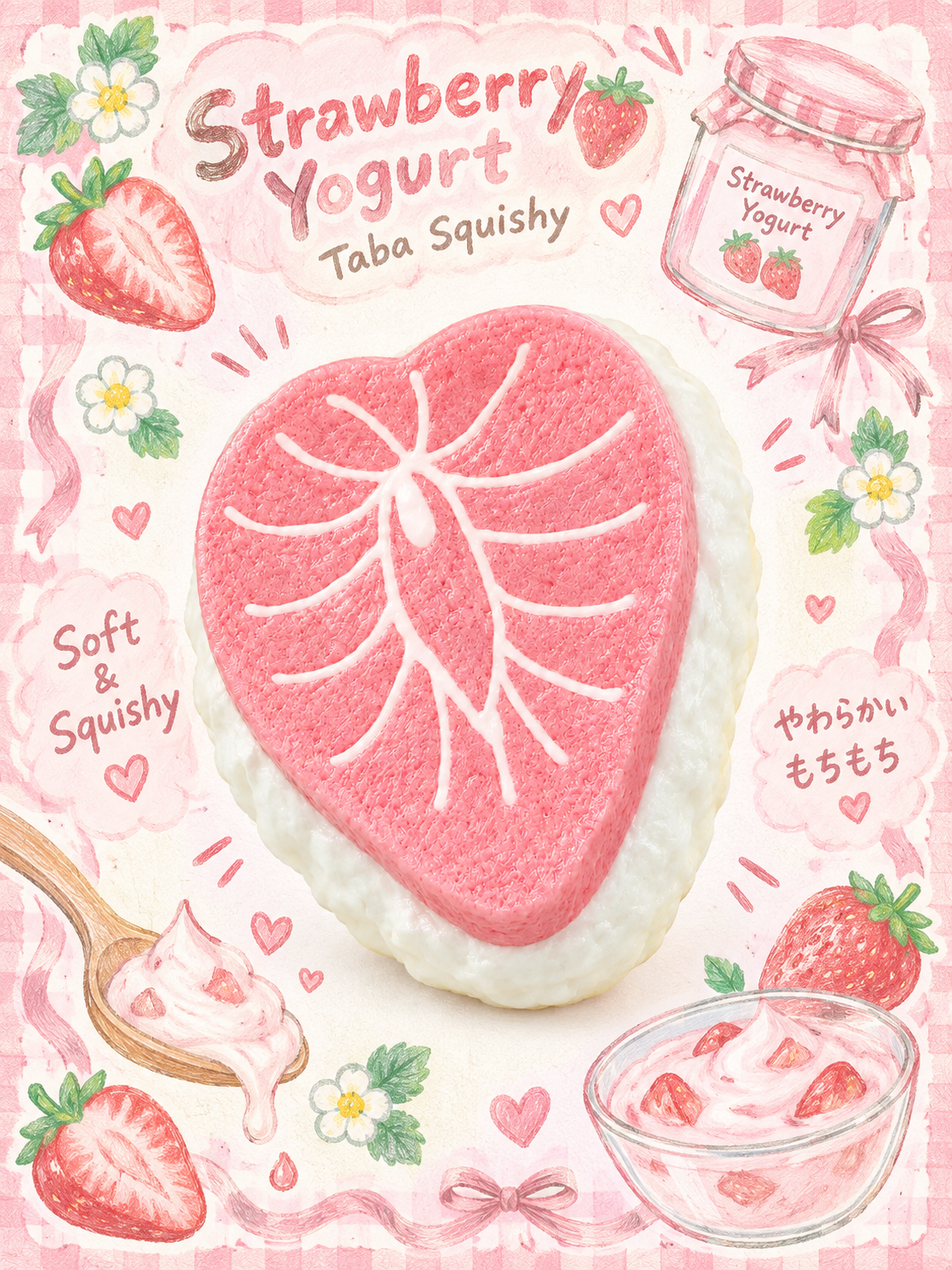 Leaf-Topped Strawberry Yogurt Sandwich Taba Squishy