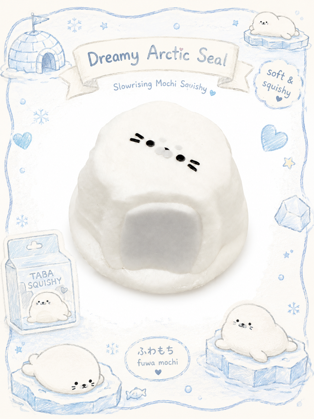 Dreamy Arctic Seal Slowrising Mochi Squishy