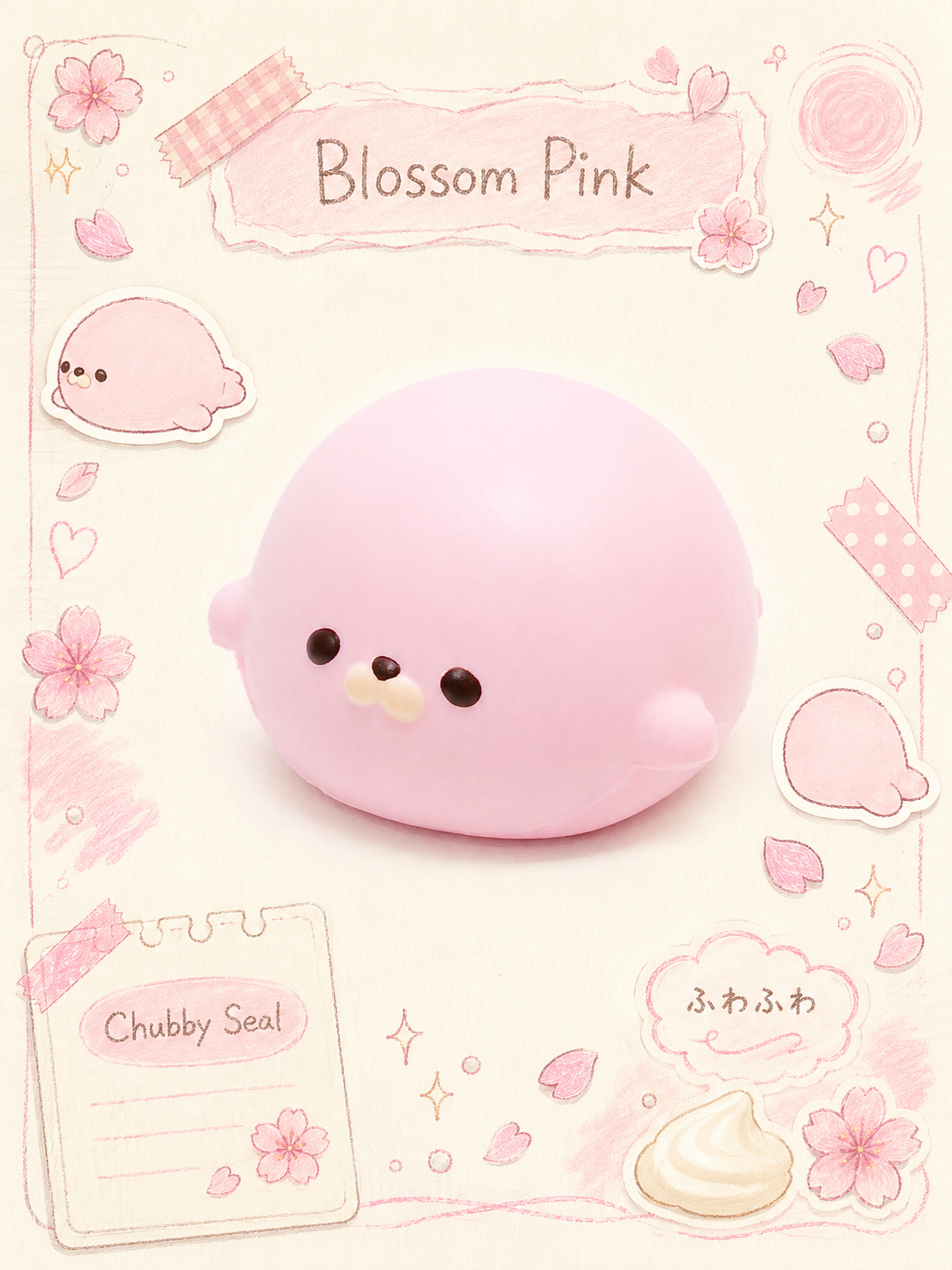 Blossom Pink Chubby Seal Slowrising Squishy Toy