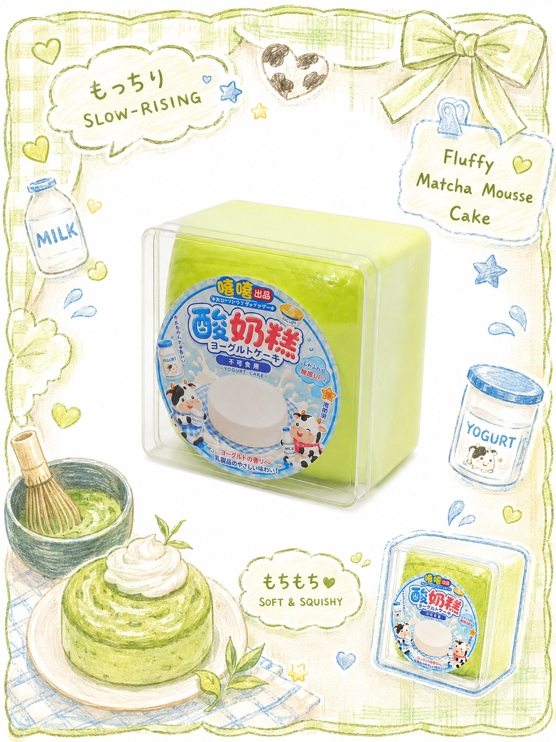 Fluffy Matcha Mousse Slowrising Squishy Cake