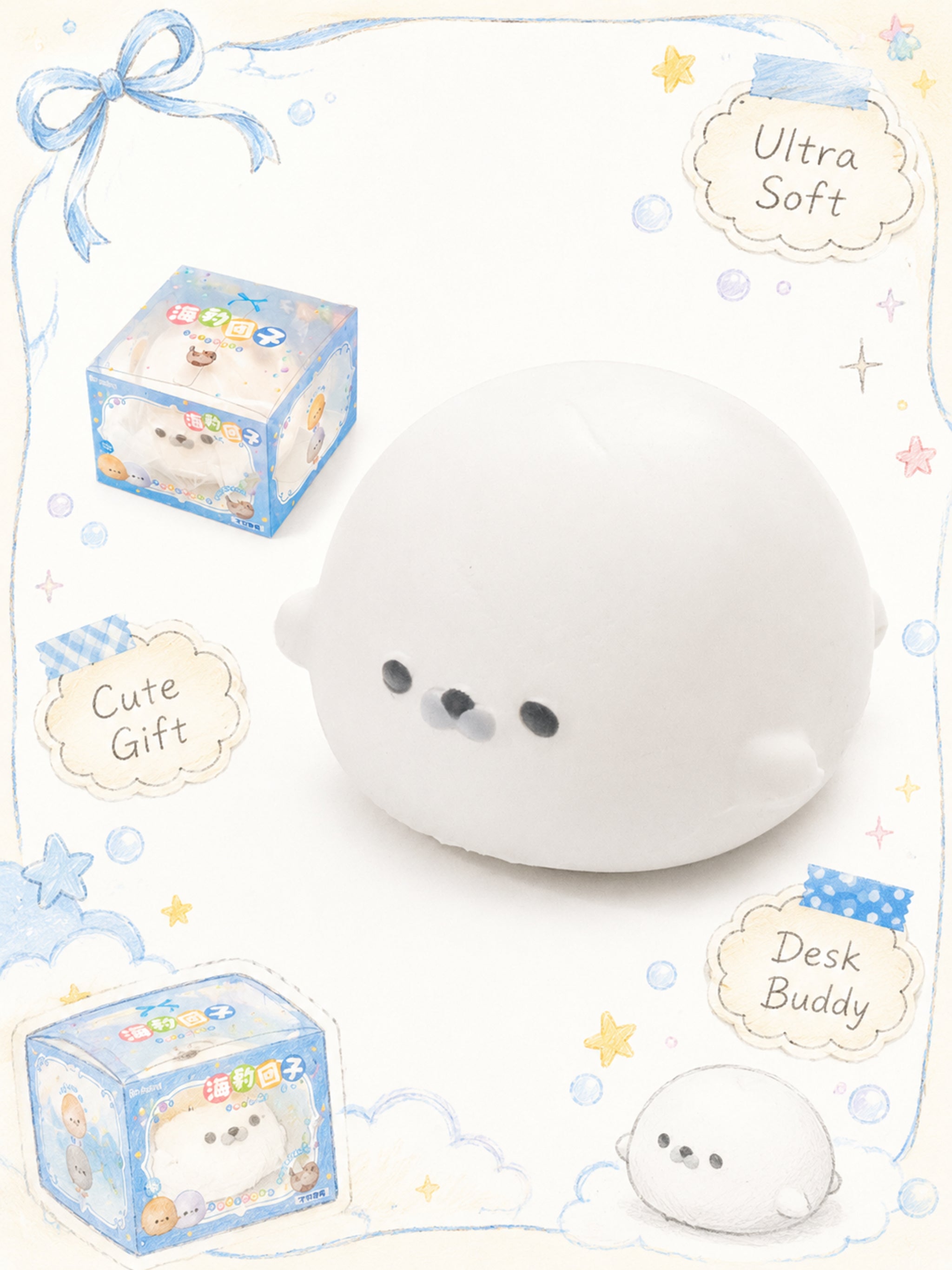 Adorable Chubby Seal Slowrising Squishy - Mochi Stress Relief Fidget Toy Main image