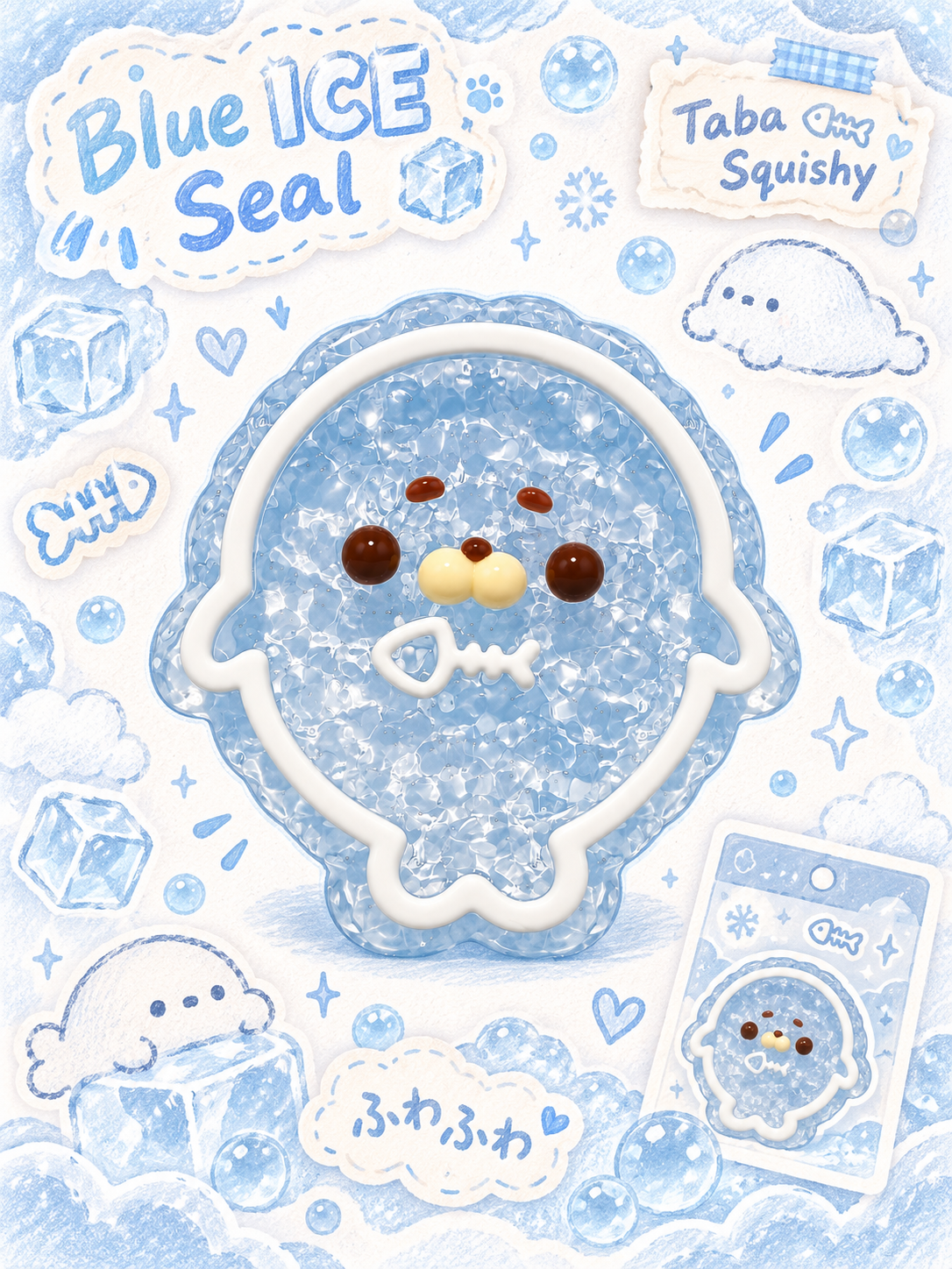 Crystal Ice Seal Taba Squishy - Cute Animal Fidget Toy for Stress Relief