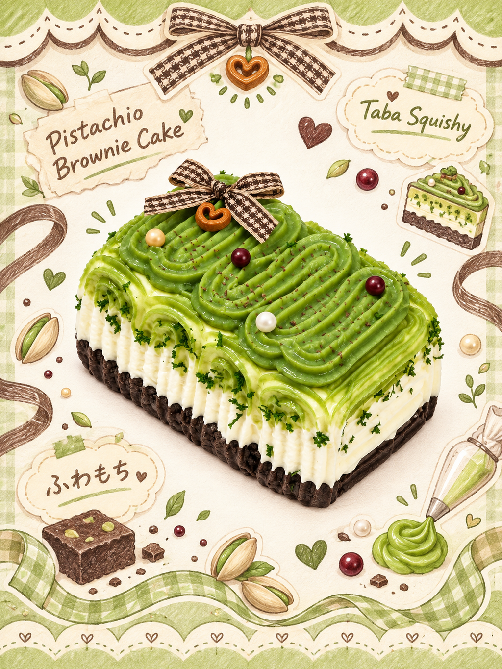 Festive Pistachio Brownie Cake Taba Squishy